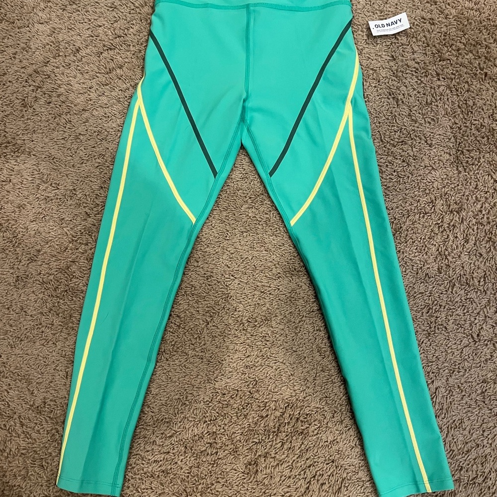 Old Navy Green & Yellow Active Leggings